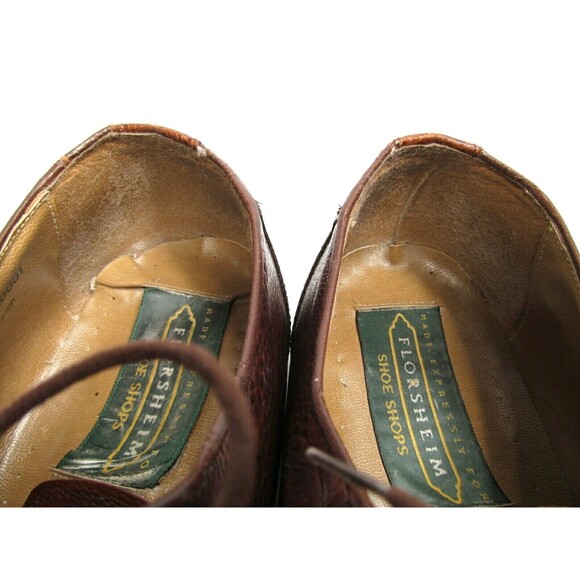 Florsheim Brown Reptile Print Leather Cap Toe Oxfords Mens Size US 12 D - Picture 11 of 11